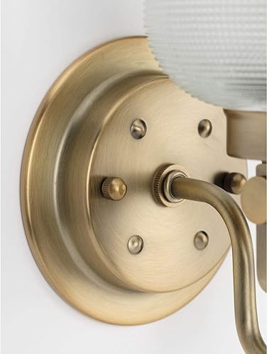 Miniatura 8 de Progress Lighting P2989-163 Archie Collection - Tocador costero de cristal prismático doble transparente, 1 luz, latón vintage