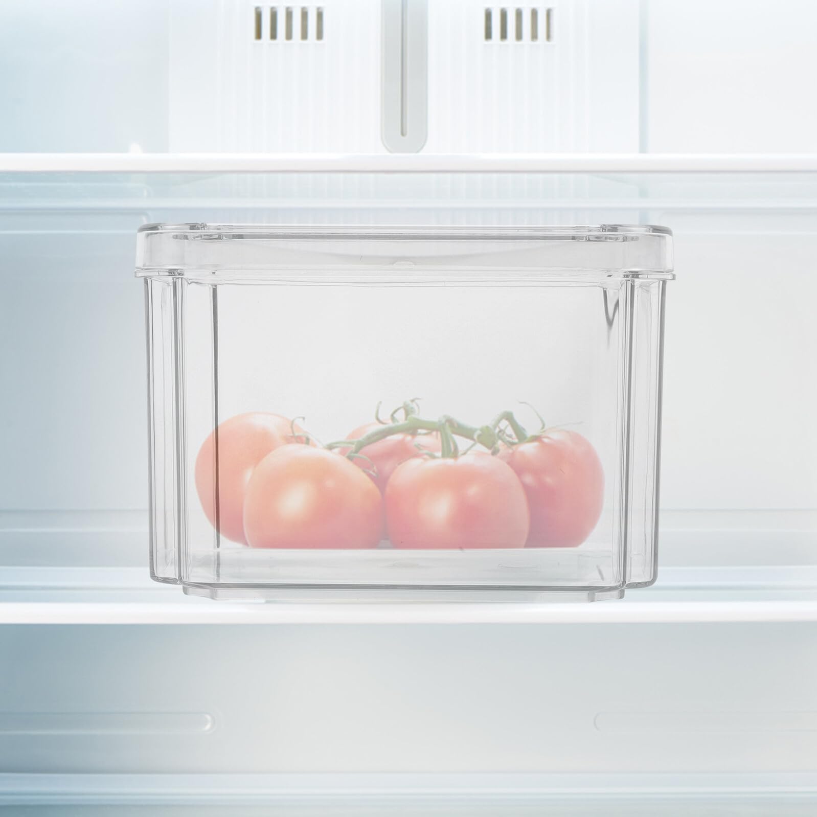 VANZACK 3 piezas Cajas Transparentes para Nevera y Congelador Organizadores Multiusos de Almacenamiento para Frutas y Verduras Cajas Apilables para Cocina y Hotel Capacidad Grande Ahorro