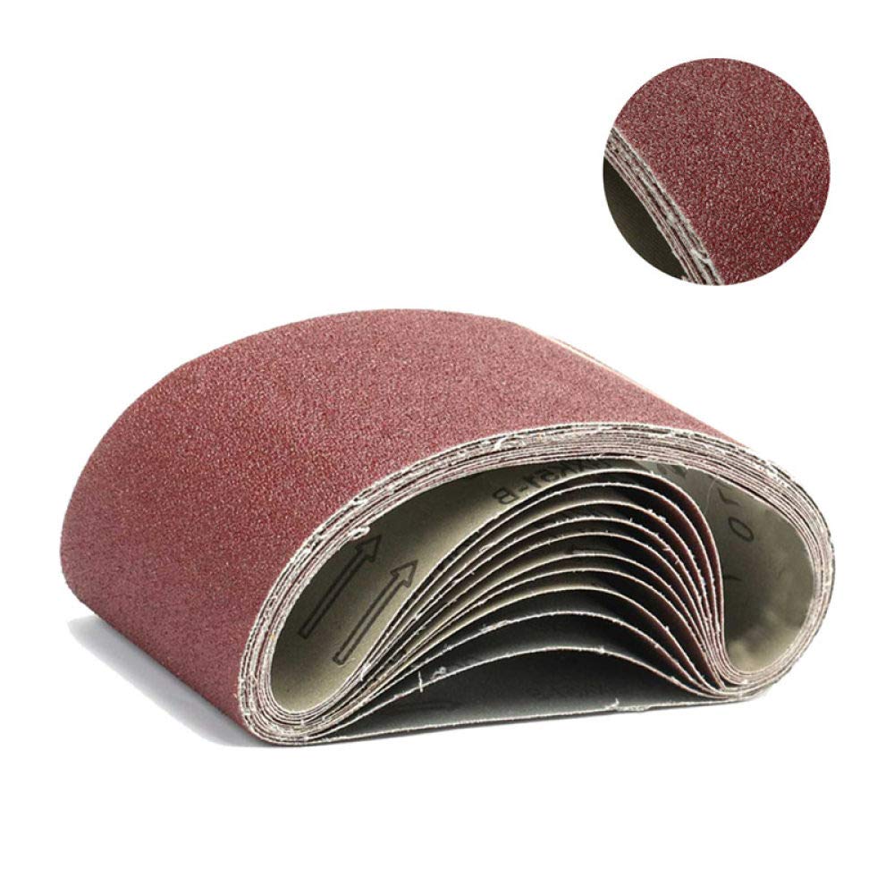 11Pcs Nastri abrasivi Zirconia Rossa 75x533mm 80 120 150 Set di nastri abrasivi per levigatrice in allumina a grana mista Accessori per nastri abrasivi,H