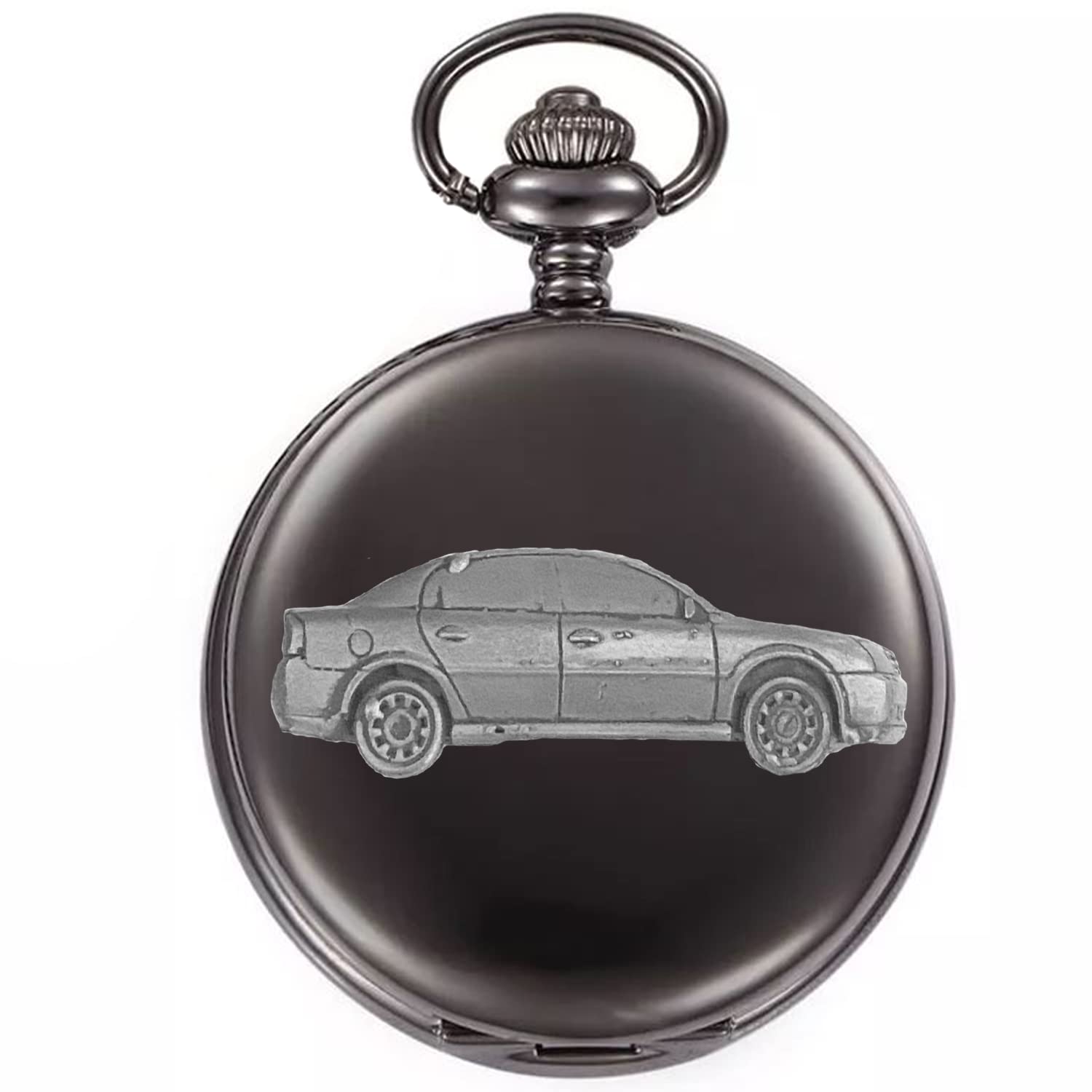 Montre à quartz REFA13 avec boîtier noir poli effet étain gravé - 2