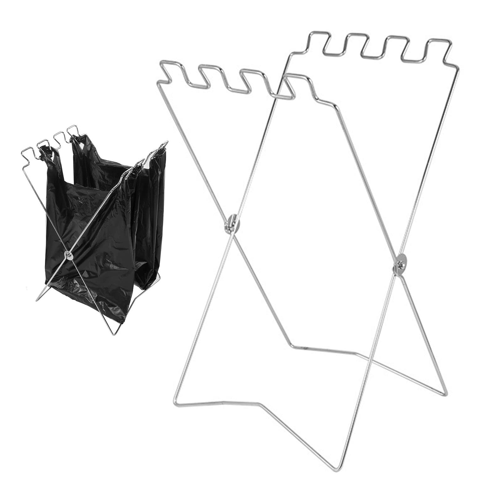 HERCHR Portarrollos para Dispensador De Bolsas De Basura, Dispensador De Bolsas De Basura Plegable De Acero Inoxidable, Soporte para Rollos De Bolsas De Basura, Soporte para Cocina(Blanco)