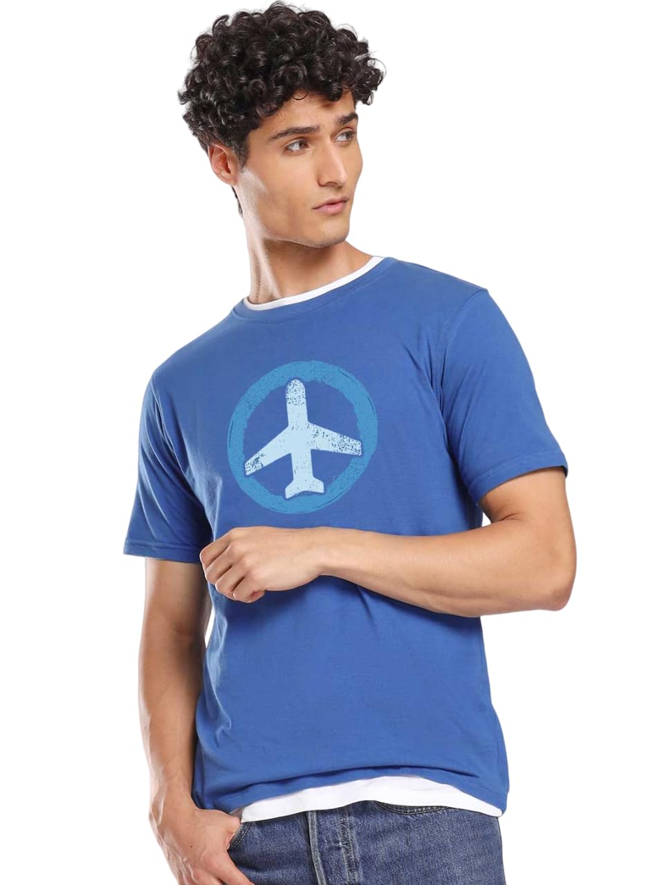 NOBEROMen's Cotton Regular Fit Letter Print T-Shirt