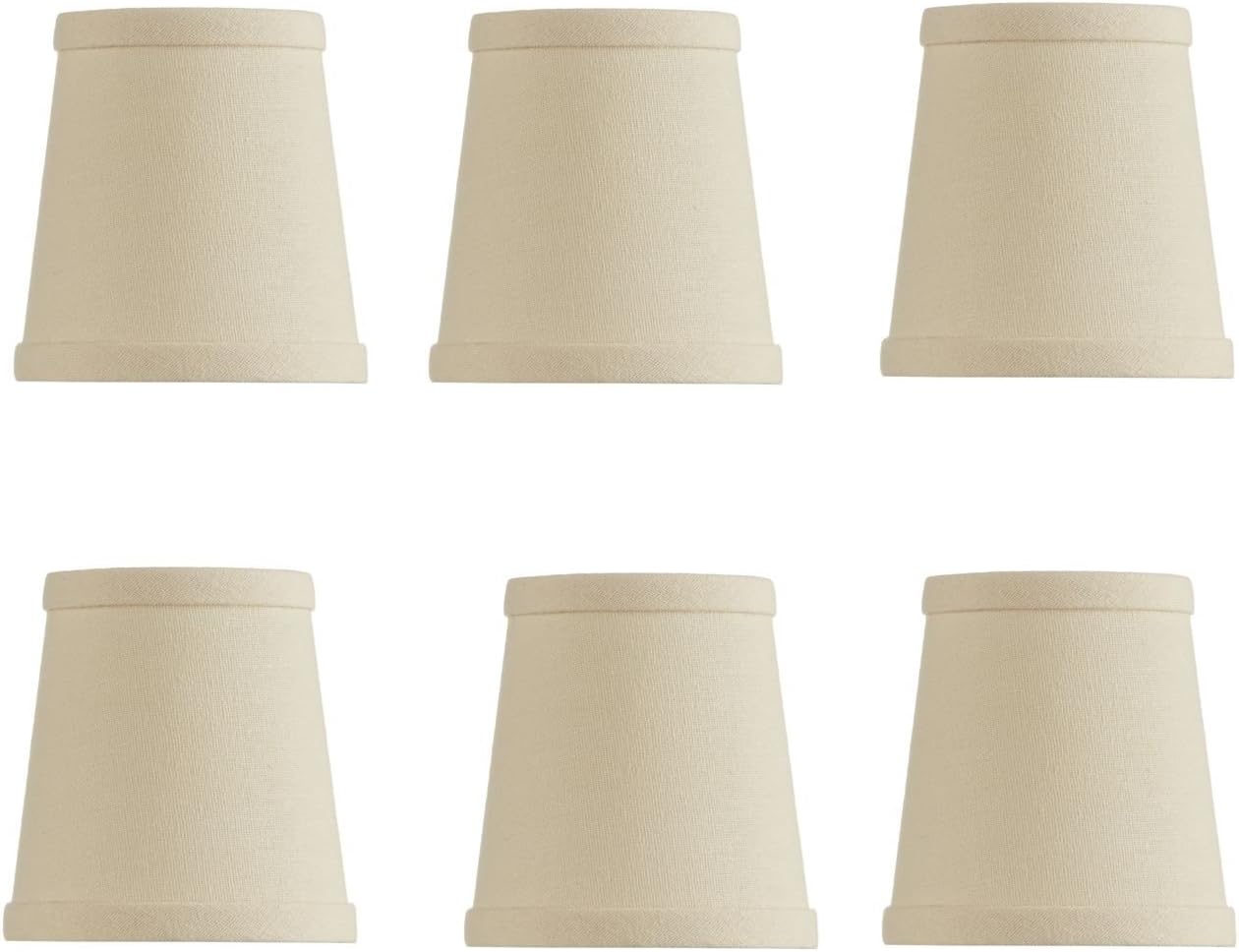 Upgradelights Beige Linen 4 Inch Mini Clip On Chandelier Lamp Shade (Set of 6) 2.5x4x4
