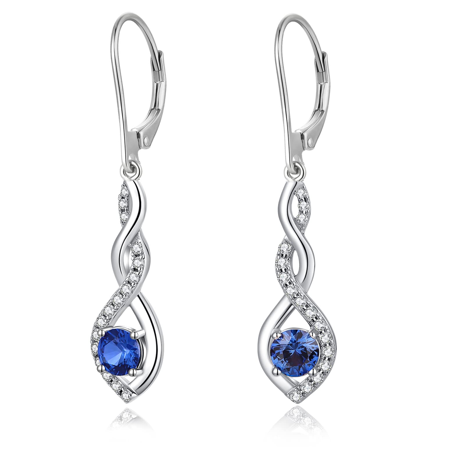 Jiamiaoi 18K Weißgold Plattiert Brillant Ohrringe - Silber 925 Hängend Sterling Unendlichkeit Infinity Lang Damen Diamant