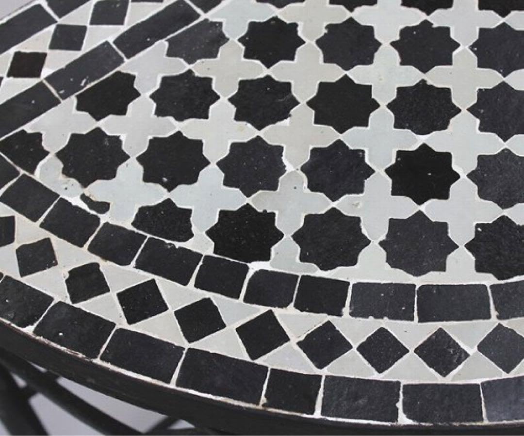 希少！モロッコ産モザイクアイアンテーブル天板付