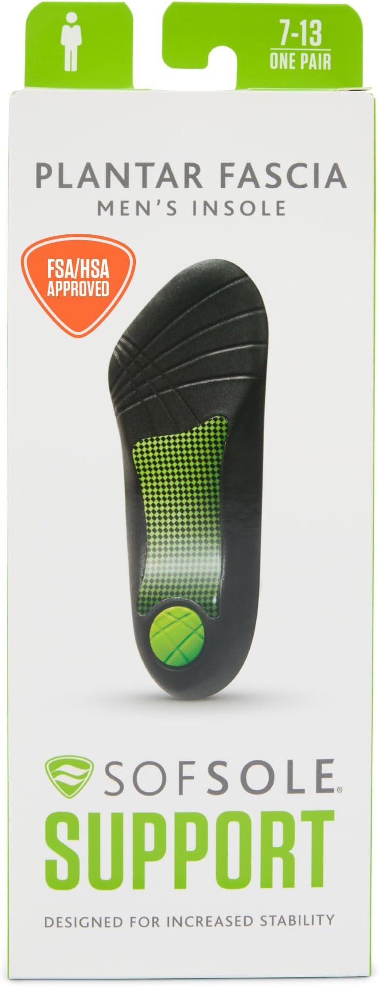 Insoles Men's PLANTAR FASCIA Support 3/4 Length Gel Shoe Insert