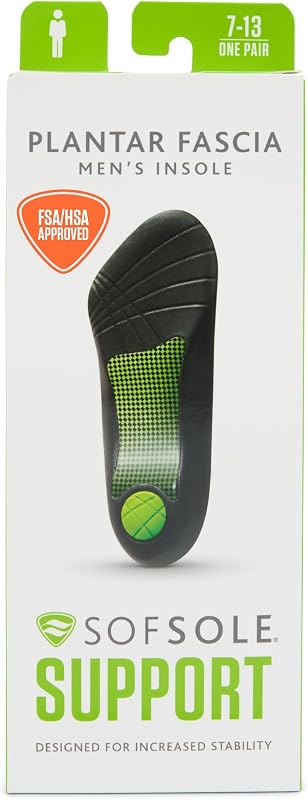 Insoles Men's PLANTAR FASCIA Support 3/4 Length Gel Shoe Insert