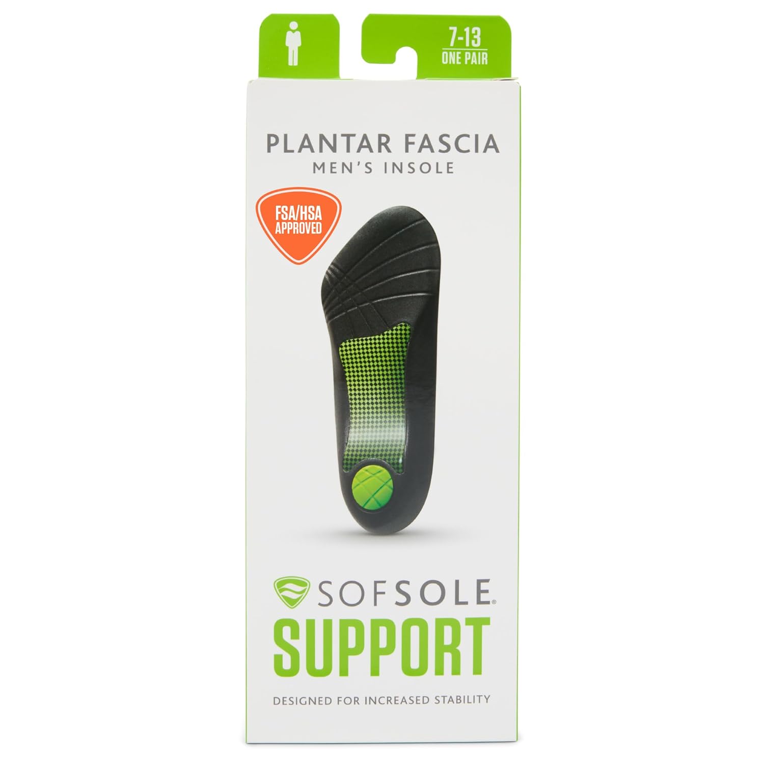 Sof Sole Insoles Mens PLANTAR FASCIA Support 3 4 Length Gel Shoe Insert