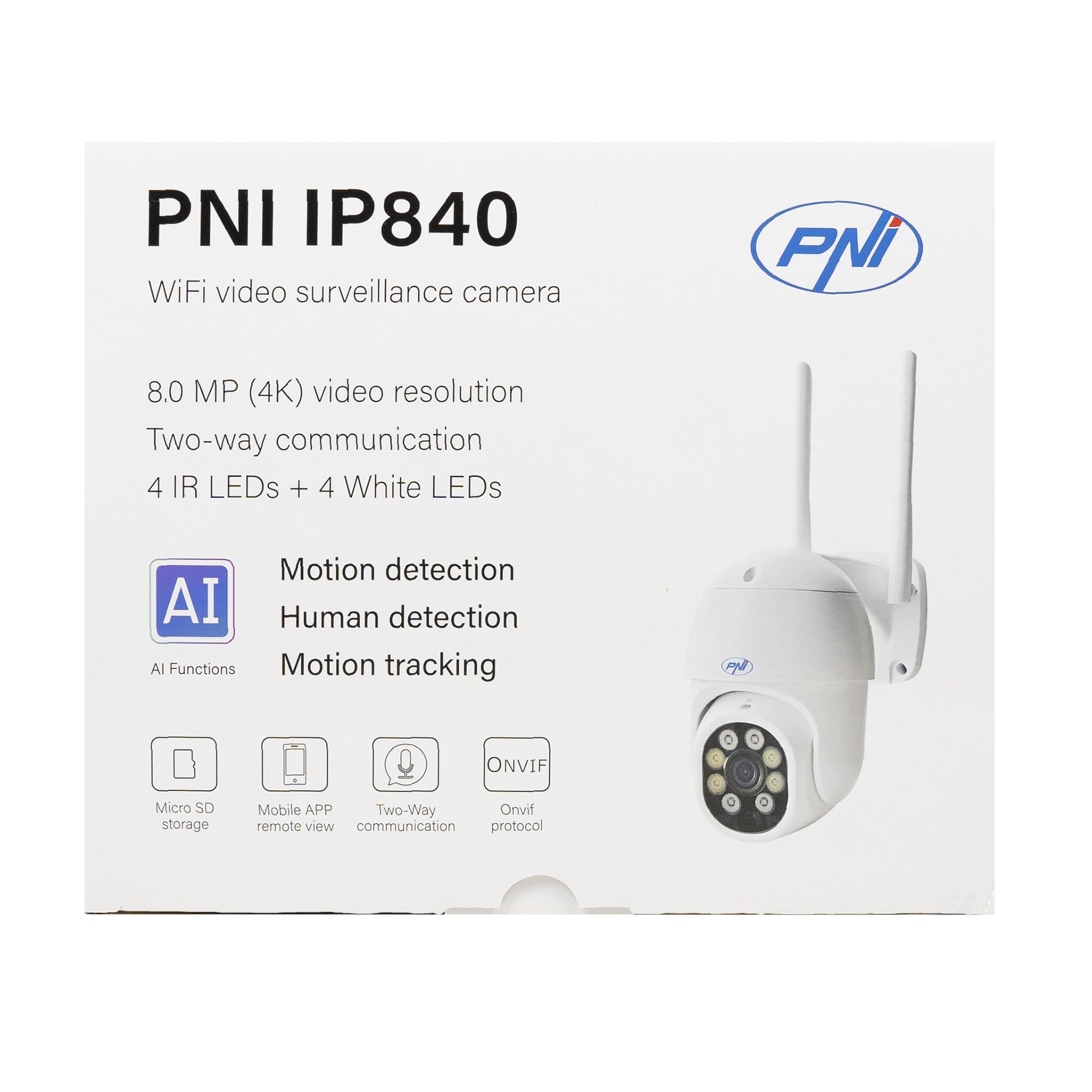 Bezprzewodowa kamera do monitoringu wideo PNI IP840 WiFi PTZ 8MP 4K Gniazdo Micro SD Samodzielne funkcje AI Aplikacja ICSee