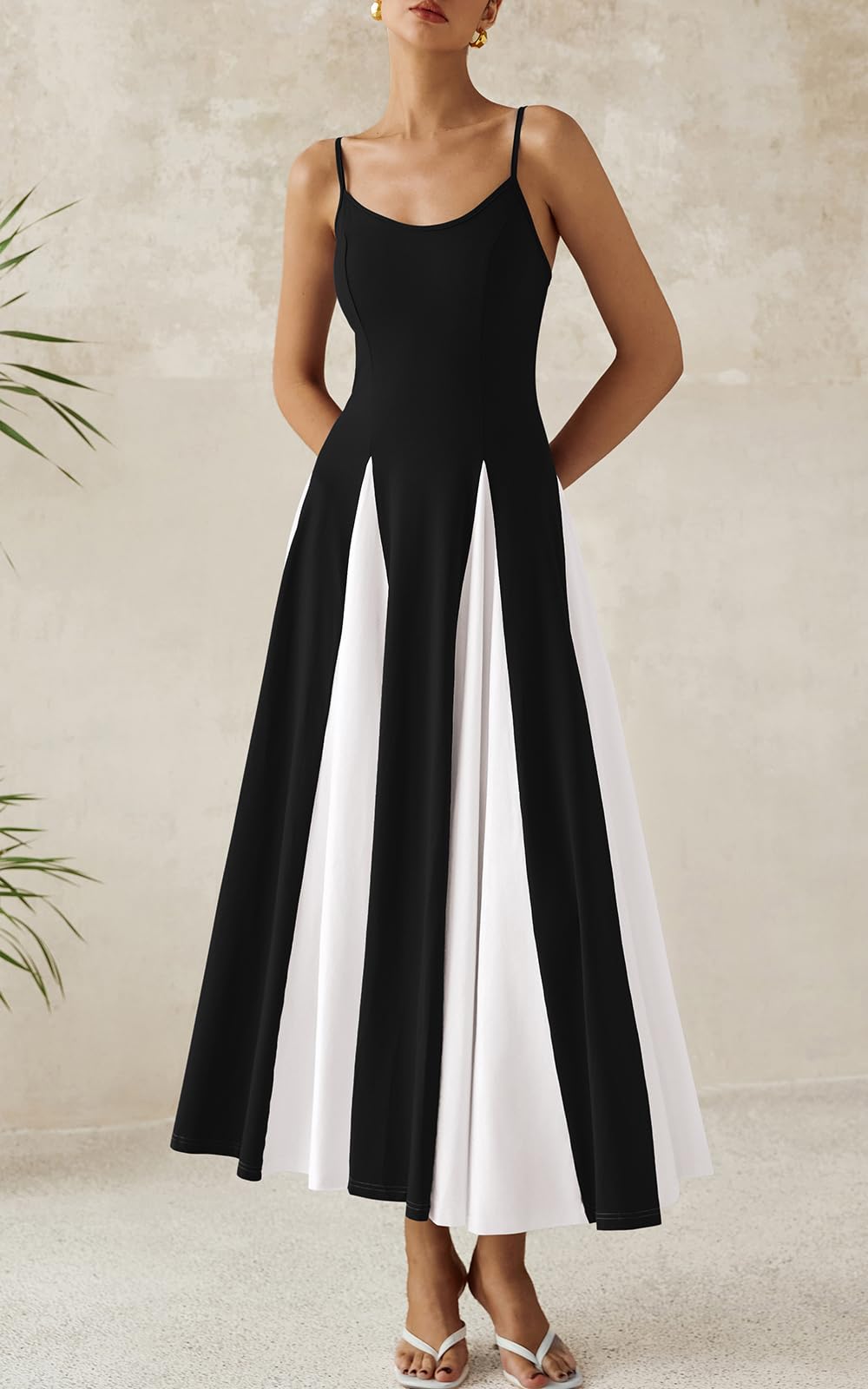 PRETTYGARDEN Abiti estivi senza schienale con spalline sottili per le donne 2025 Maxi abiti fluidi senza maniche Abito da sposa