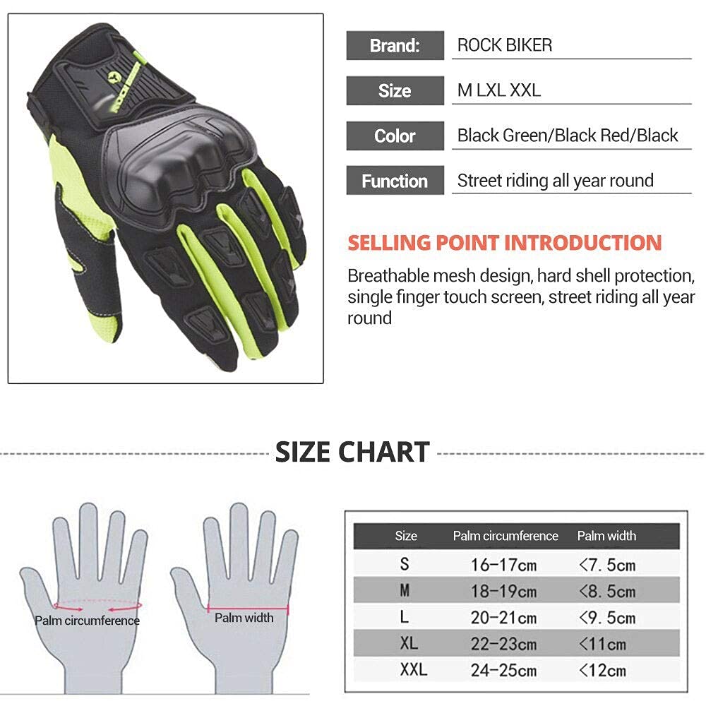 Guantes, Guantes de Moto, Guantes de Carreras de Moto Transpirables, Guantes de Moto de Motocross para Moto de Exterior de Dedo Completo para Hombre,Rojo,M