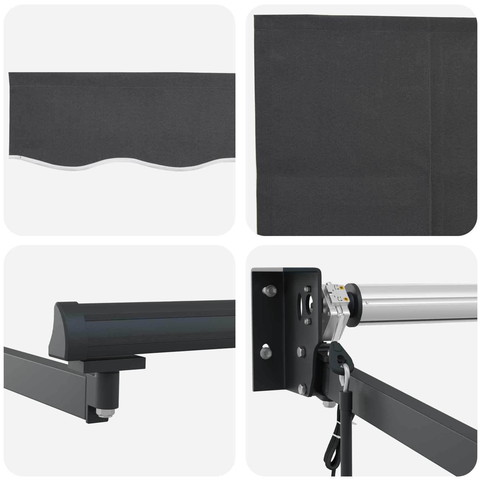 Toldo eléctrico antracita 2,5 x 2 m con panel solar y mando a distancia, toldo articulado de aluminio y poliéster para terraza y balcón, parasol retráctil