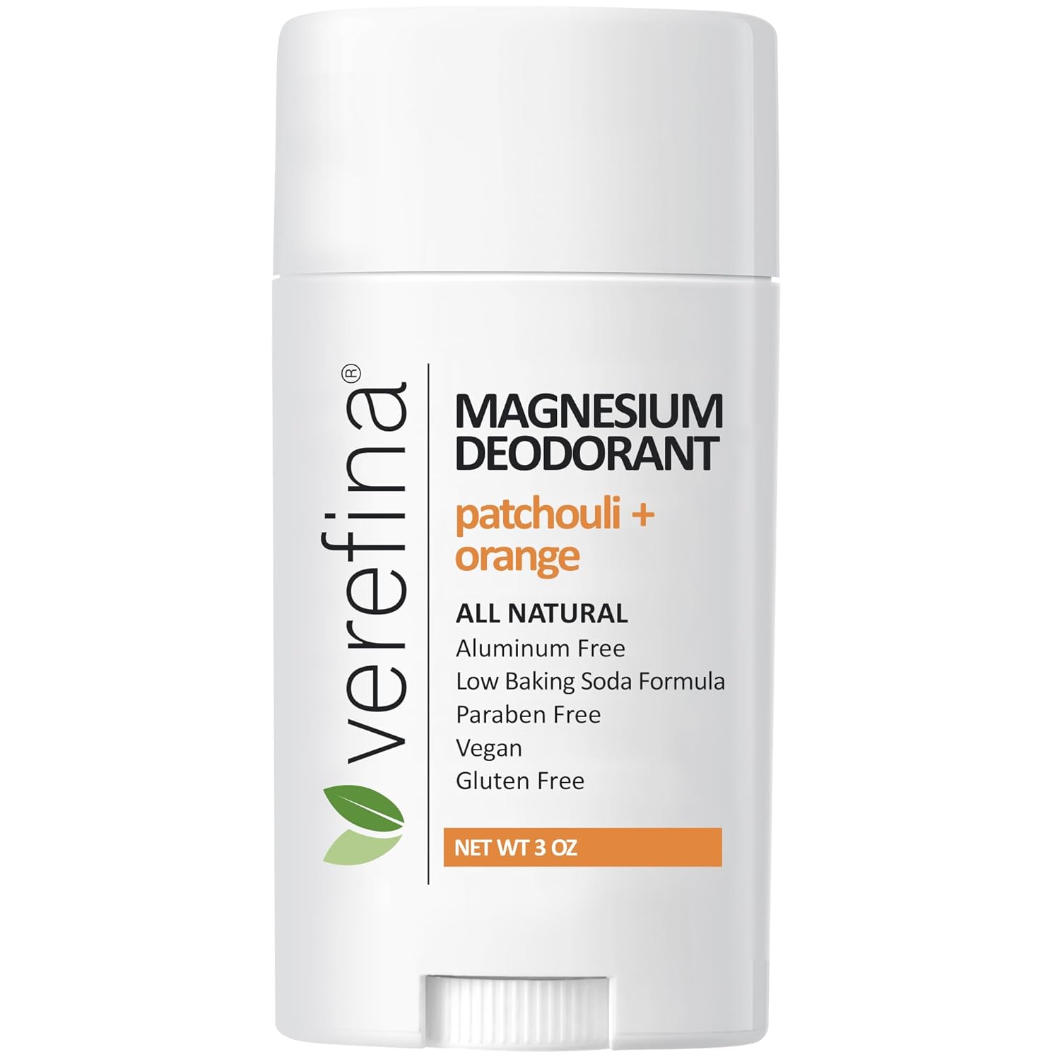 Verefina Aluminum Free Deodorant For Men & Women | All Natural | Hypoallergenic | Paraben Free | Non Toxic | Cruelty Free | Vegan | Natural Deodorant For Sensitive Skin | 3 Oz Stick Patchouli & Orange