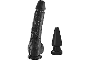 15" Huge Dildo+6.69" Anal Plug for Massive Orgasms