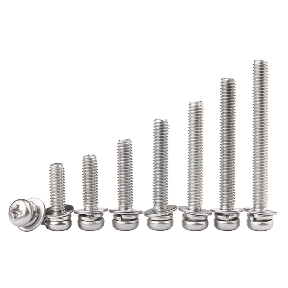 FulisionStainless Steel 304 Cross Screws Round Head Three Combination Screws