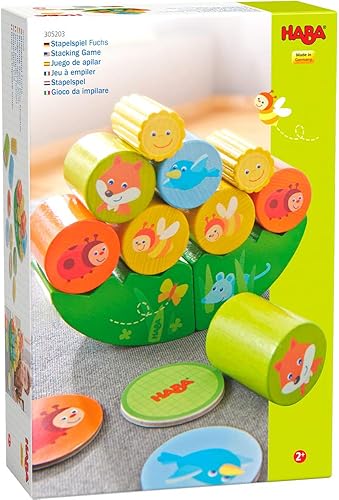 Miniatura 4 de HABA - Juego de apilamiento Fox, juguete de madera para más de 2 años, juego de habilidades motoras con prado tambaleante y 10 piedras apilables