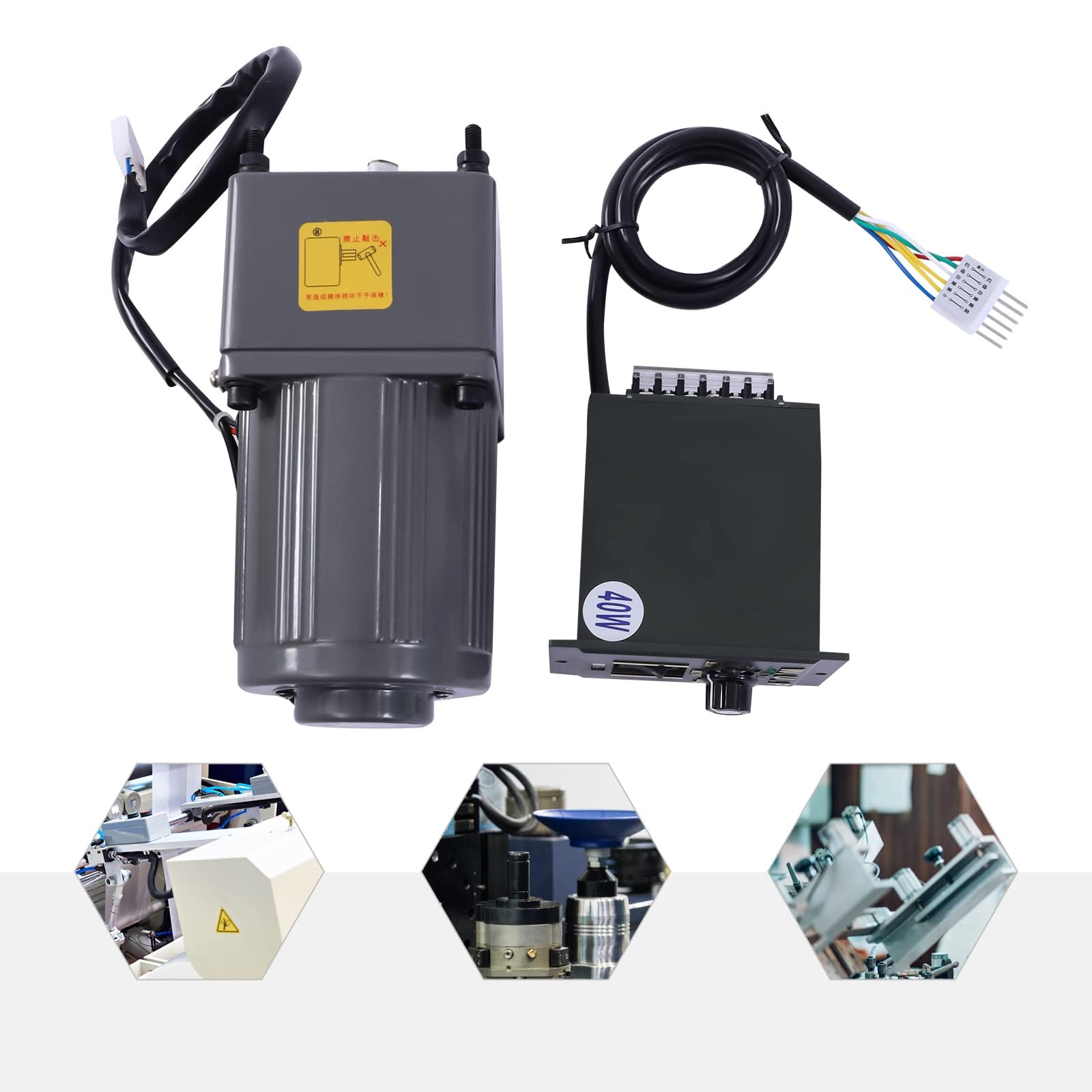 Getriebemotor 40W, Elektromotor Wechselstrom 20K Stufenlos Einstellbar Gear Motor mit Drehzahlregler Einphasig Motor 220V 1400rpm