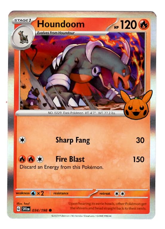 Amazon.com: Pokemon - Houndoom 034/198 - Trick or Trade 2023 - Holo Foil