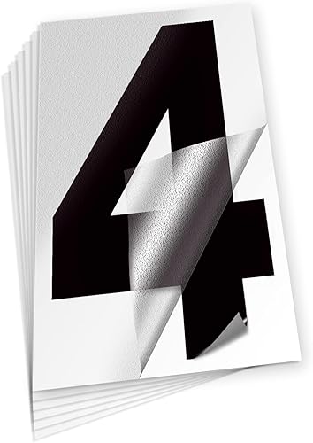 iSYFIX Calcomanías de vinilo negro con el número 4 (cuatro), paquete de 6 autoadhesivas de 10 pulgadas, calcomanías troqueladas y preespaciadas para