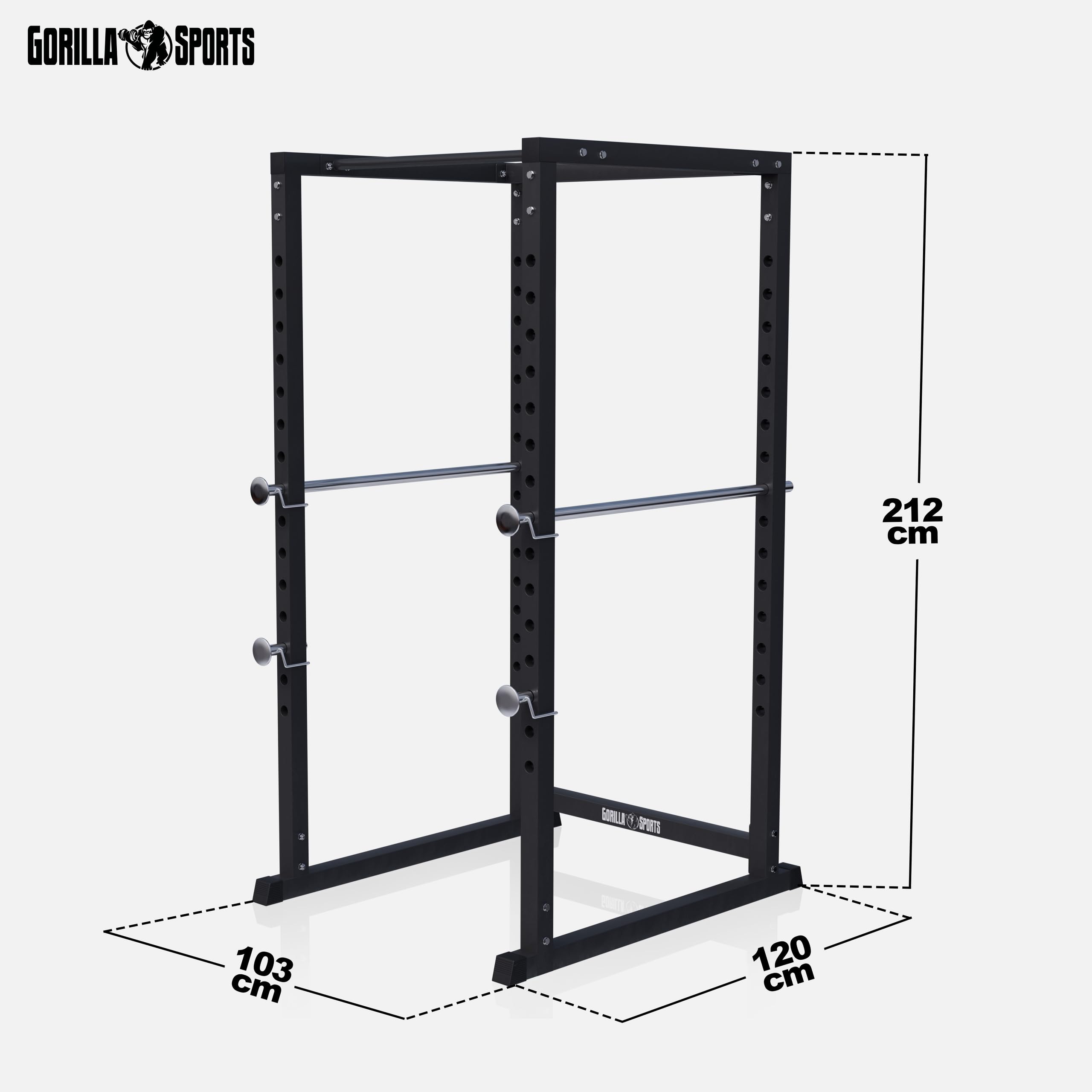 GORILLA SPORTS® Power Rack - 103x120x212cm, Altezza Regolabile, Acciaio, Carico: 250kg - Multifunzione Palestra, Smith Machine, Macchinari Palestra, Rack Pull Up, Trazioni, Stazione, Attrezzi