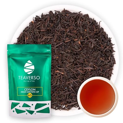 TEAVERSO Ceylon High Grown OP Schwarztee, Hochwertiger Schwarzer Tee lose, Lose Blätter, Ausgewählte Teeblätter, einzigartiges Aroma, Teeselection, Aromabeutel mit Zippverschluss, Ceylon Tee, 100g… Cover
