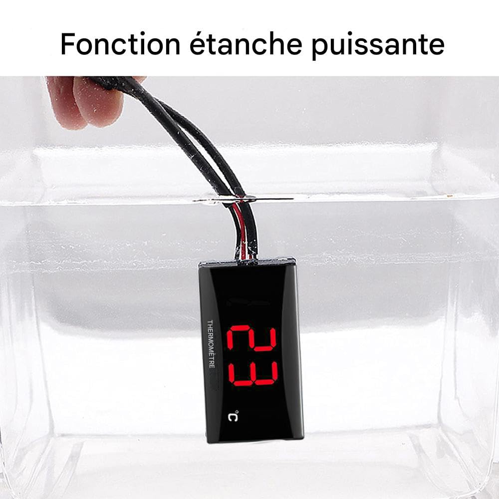 Termometro digitale universale per moto a LED con sensore, indicatore della temperatura dell'acqua 0-120 ℃ per scooter da corsa 12V, luce rossa