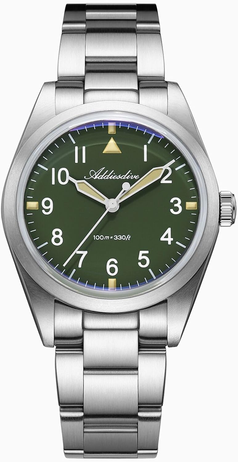 ADDIESDIVE Titanium Watches for Men Women 80 g Ultra-Lightweight VH Quartz Sweep Second Movement Super Lume 100 M Waterproof Everyday Watch AD2502 green - Image 1 of 7