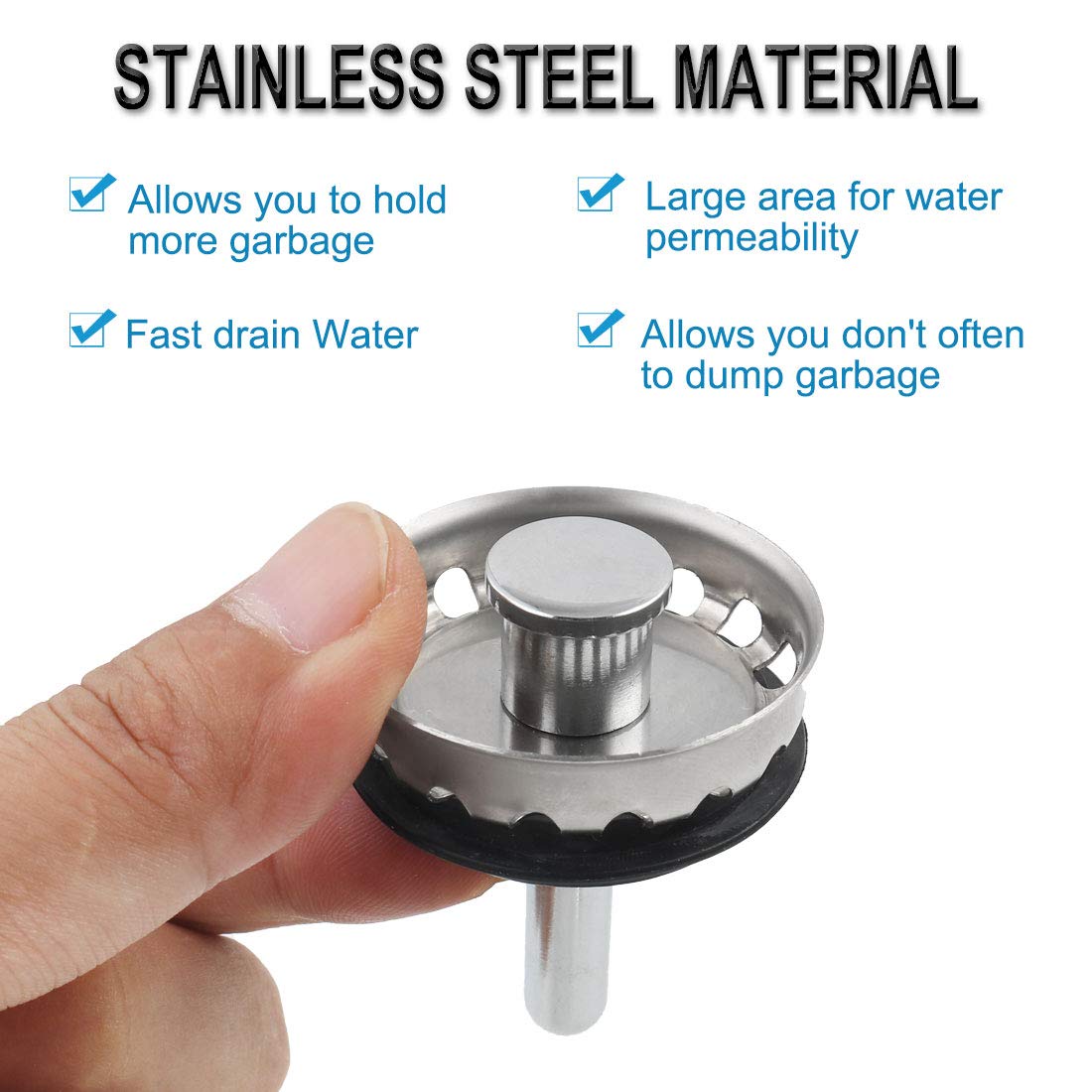 Colino Quadrato In Acciaio Inox Per Lavello 78x78 Mm – Filtro Anti-intasamento Microforato, Tappo A Rete Per Cucina E Bagno - 5