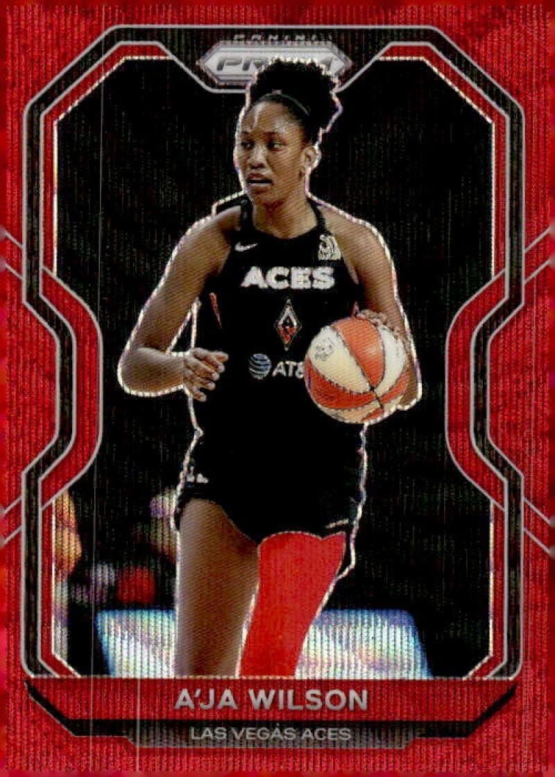 2021 WNBA Panini Prizm Basketball Prizms Ruby Wave #13 A'ja Wilson Las Vegas Aces Official Panini Basketball Trading Card (Stock Photo Used, Centering Varies, NM-MT)