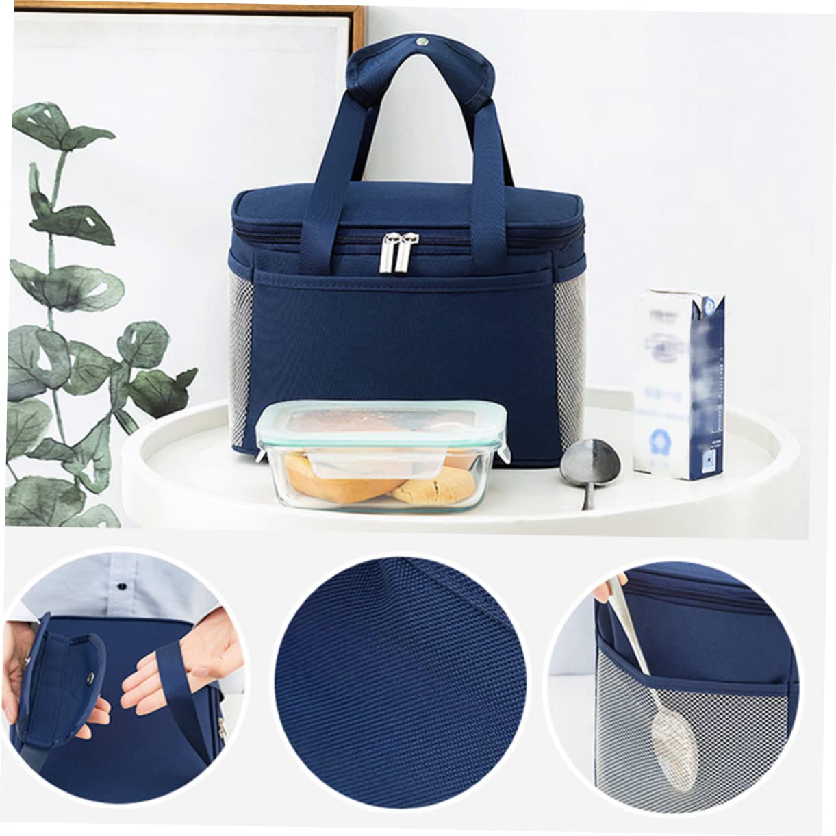Alipis Kühltasche aus Oxford Großem Fassungsvermögen Picknicktasche Lunchbeutel mit Wärmespeicherung für Schule und Freizeit Inklusive Seitentaschen für Handy Blau