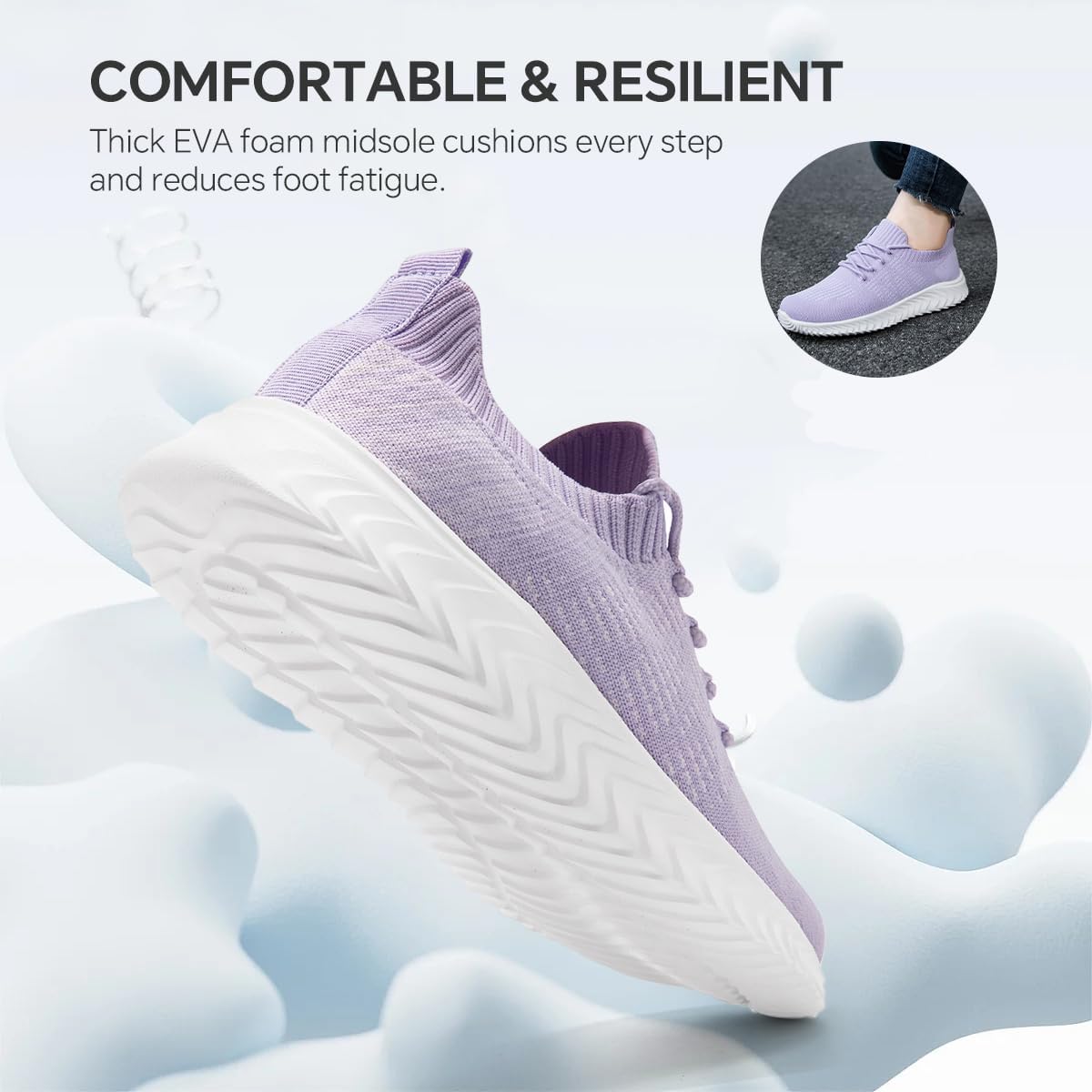Womens Walking Shoes Breathable Running Sneakers for Women Slip On Tennis Shoes Lightweight Casual Sport Sneakers Gym Workout Outdoor Travel Light_Purple Size US 9