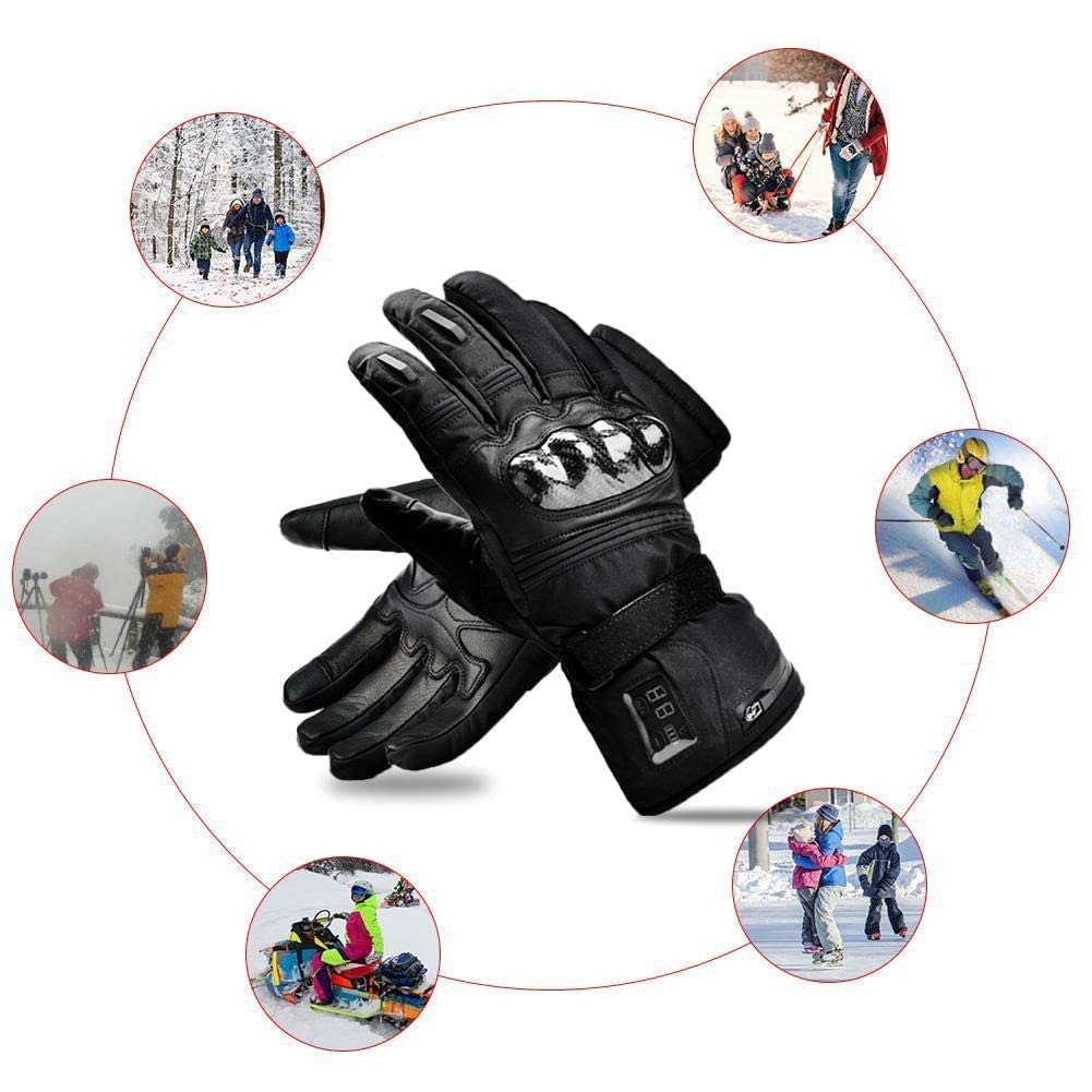 SBTXHJWCGLD Guantes calefactados 7.4V 2200mAh, Guantes eléctricos con batería Recargable, Pantalla LED de Temperatura para Esquiar en la Nieve, Patinaje sobre Hielo, Montar en Motocicleta, PES