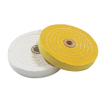JUNLIXN 6 Inch Cotton Buffing Wheel,5/8 Inch Arbor Hole Abrasive Cloth Fine Polishing Wheel(Pack of 2)