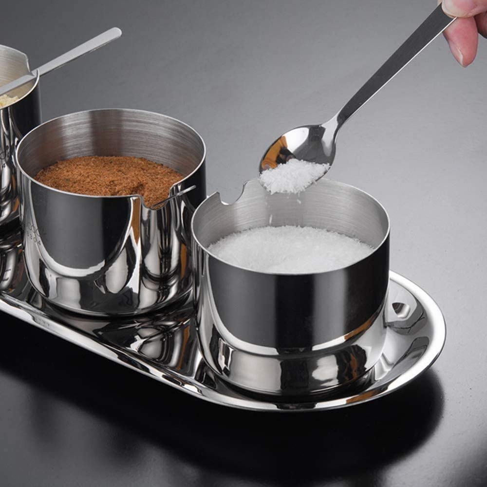 Barattoli per condimenti, Set di 3 contenitori for condimenti in Acciaio Inossidabile con(3 Jars)