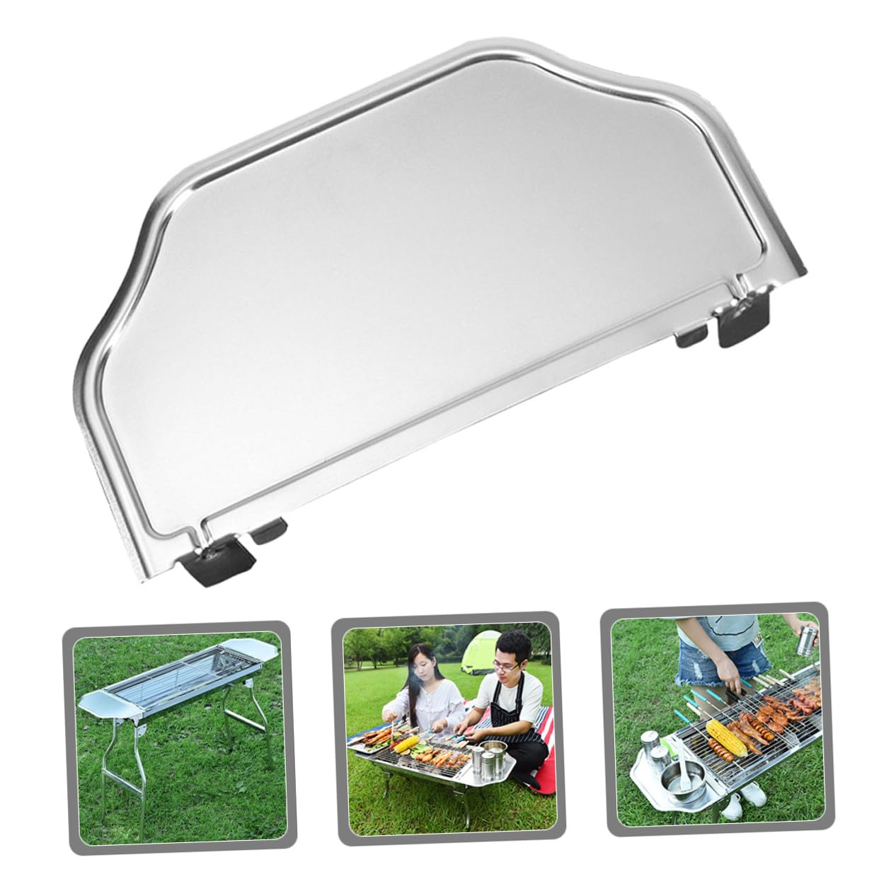 Ripiano Laterale in Acciaio Inox per Griglia, Scaffale Portaoggetti Multifunzionale per Barbecue, Mensola per Tavolo da Picnic Adatta a Feste e Barbecue All’aperto