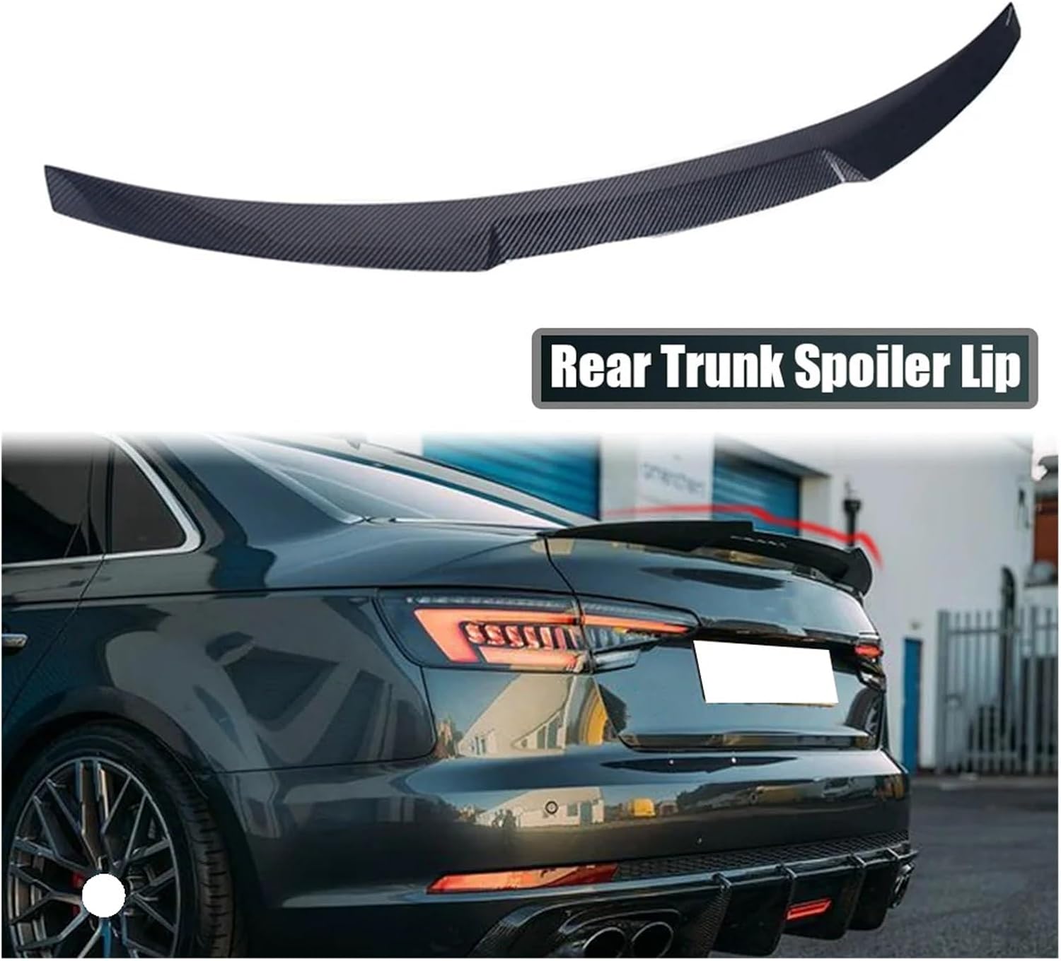 Black/Carbon Look Rear Spoiler Wing Lip Extension Rear Trunk Spoiler Lip Boot Wing Lip Compatible For Audi A4 B9 S4 S-line 2017-2020(Glossy Black)