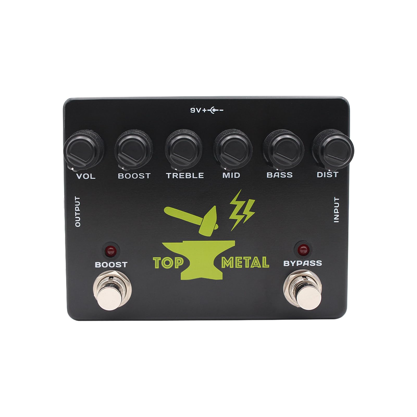 Pedale Distorsione Heavy Metal, Pedale Distorsione Top Boost per Chitarra, Effetto per Chitarra Ad Alto Guadagno con Messa a Fuoco Media EQ a 3 Bande, Ideale per Chitarre Elettriche, Bassi