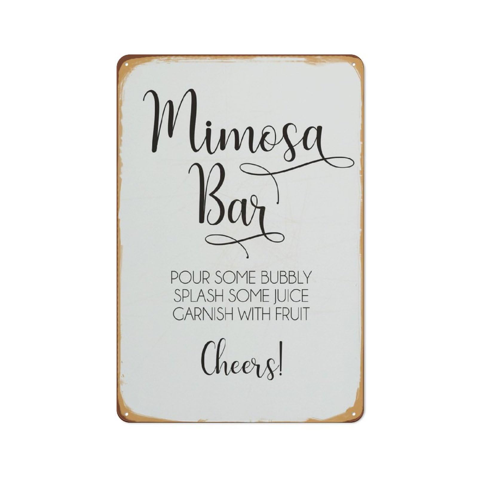 Pibonto Women's Wall Art 5.5X8 Inch Mimosa Bar Metal Sign - Wedding Party Decor - Home Club Art