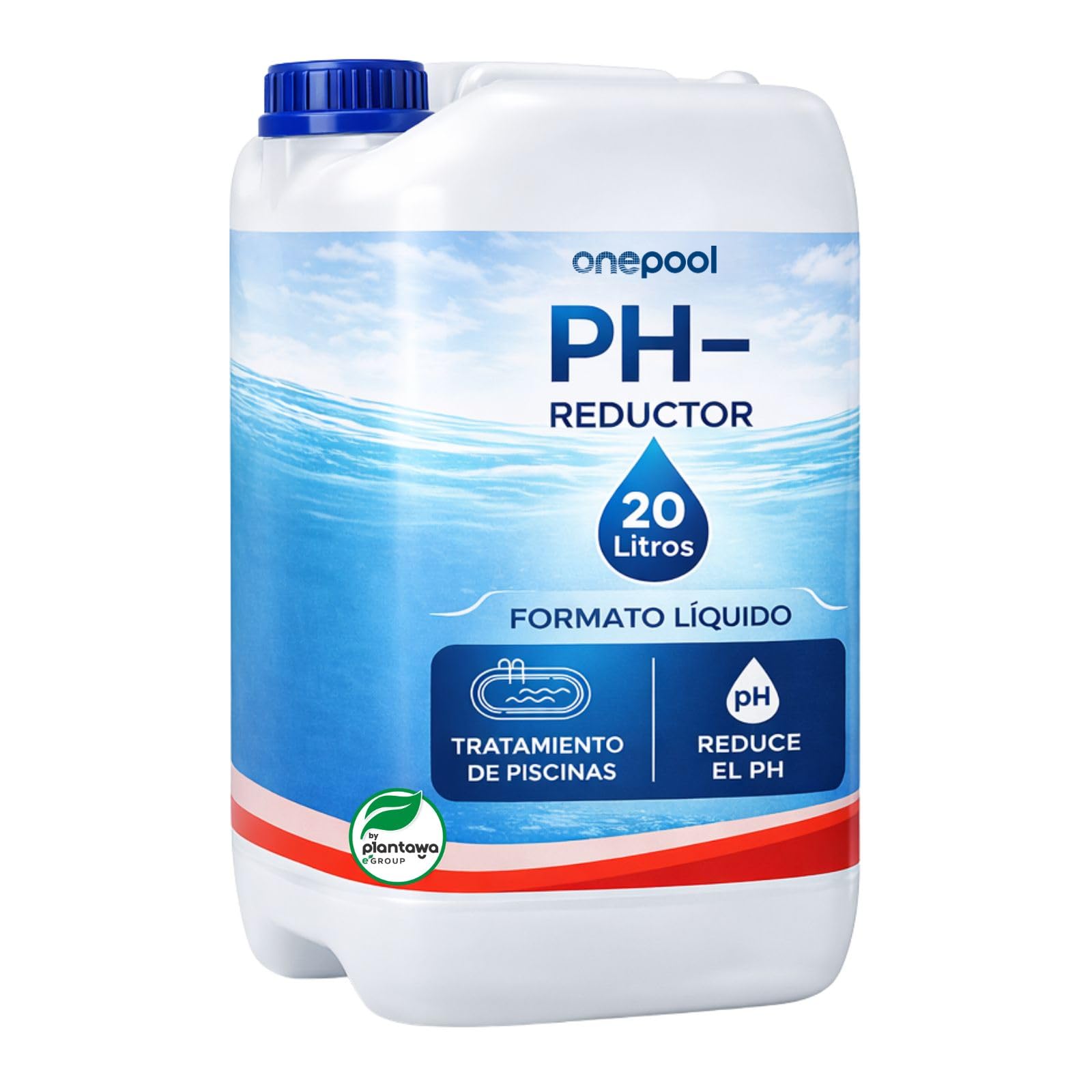 Onepool Reductor pH Piscina 20L | pH Minus Líquido | Regulador de pH para Piscinas Salinas y Clorador Salino | Fácil Dosificación