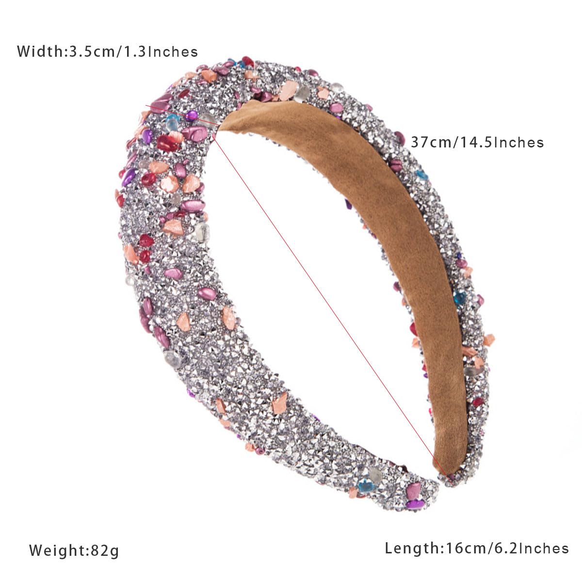 scicent Hairbands Women Rhinestone Padded Headband Baroque Crystal Embellished Hair Bands Colorful Beaded Head Band Fashion Hair Accessories for Girls 16623 - Image 2