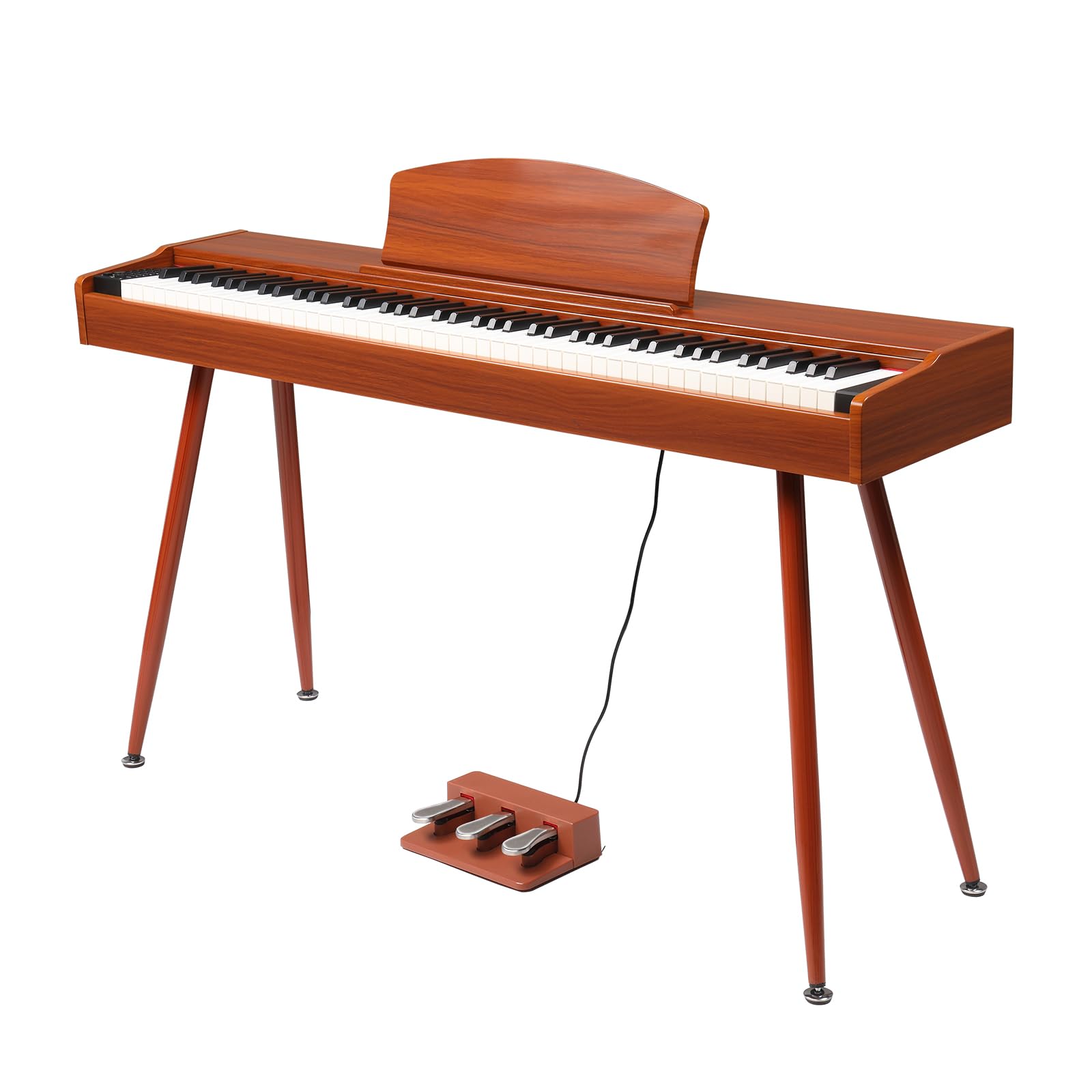 LEADZM Pianoforte digitale a 88 tasti con supporto, tastiera completamente ponderata, con 3 pedali, 2 sistemi Bluetooth, adatto per principianti, colore noce