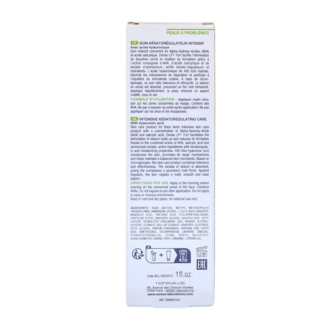 Noreva Zeniac LP+ Forte Creme 30 ml I mattierende Hautpflege bei unreiner Haut, Akne, Pickel und Mitessern I Hyaluronsäure I Feuchtigkeit I Spar-Set plus Pharma Perle give-away