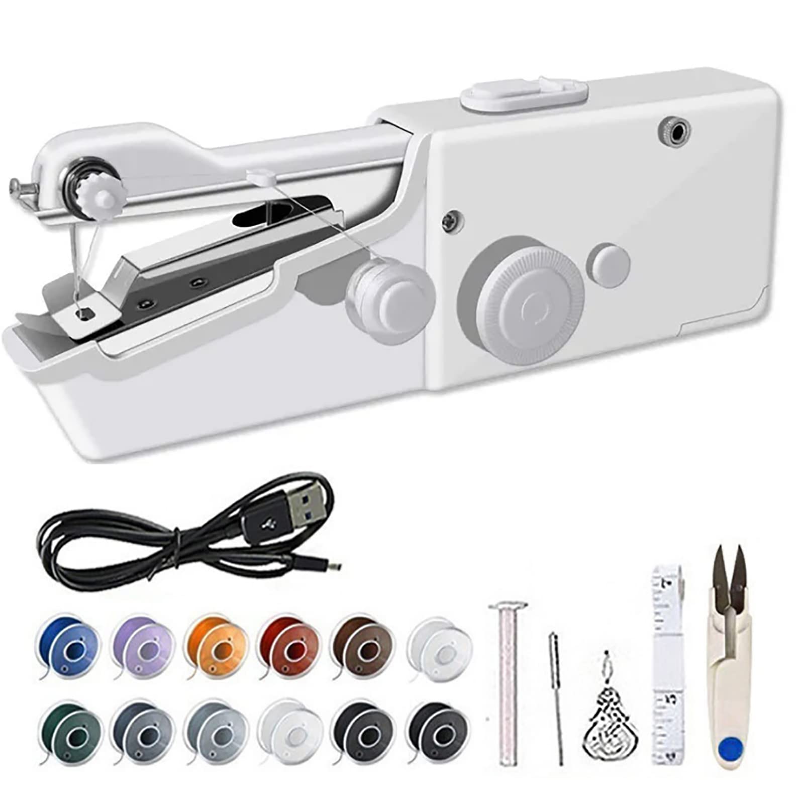 Macchina Da Cucire Portatile, Dispositivo Per Cucire Manuale Elettrico Portatile Con 49 Pezzi Di Accessori Per Cucire, Due Tipi Di Alimentazione, Punto Veloce E Facile Da Usare, Per Vestiti, Tessuti