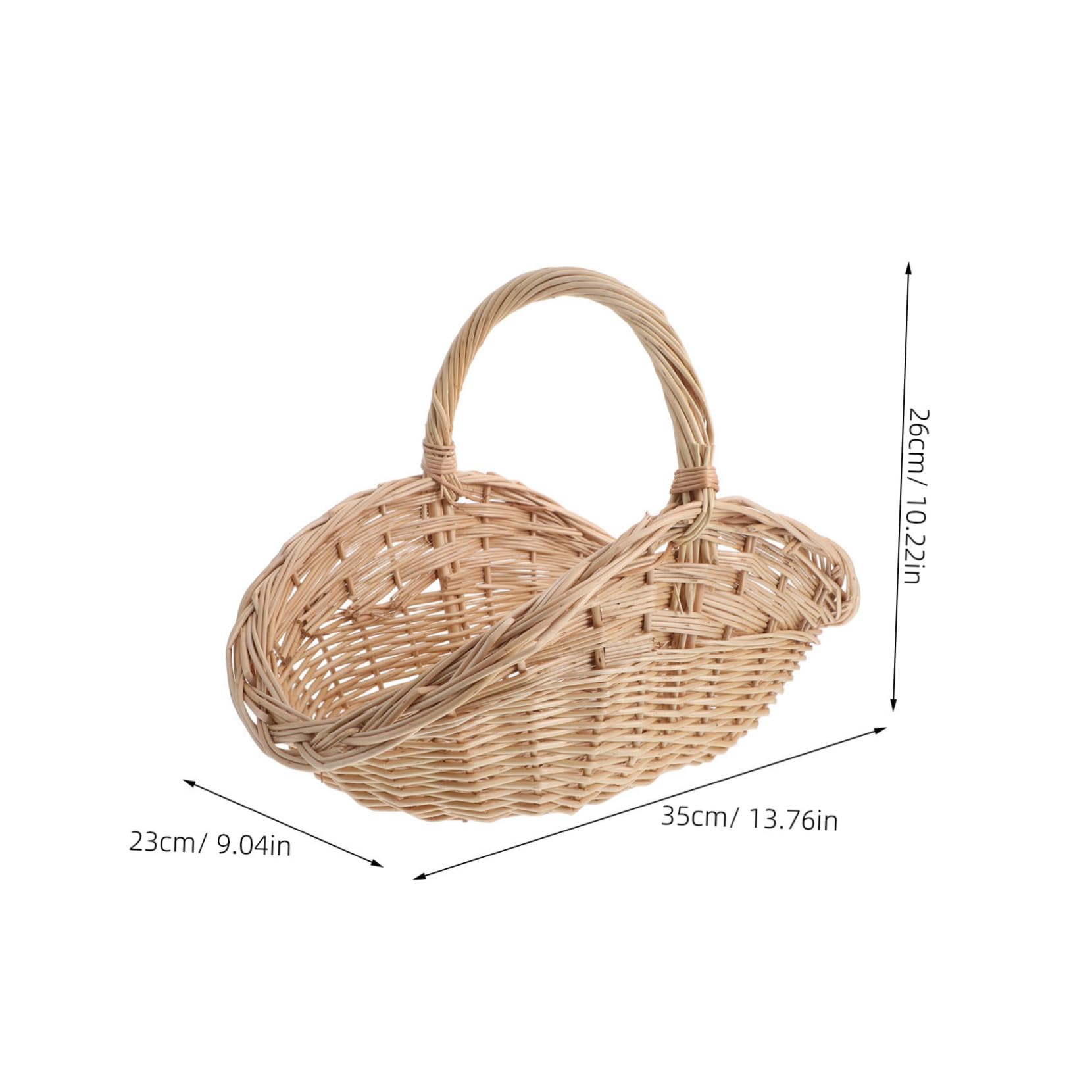 Cesta de Mimbre Natural con Asa Ventilada para Picnic Almacenamiento Flexible de Frutas Verduras y Huevos Diseño Artesanal Resistente para Cocina y Exteriores