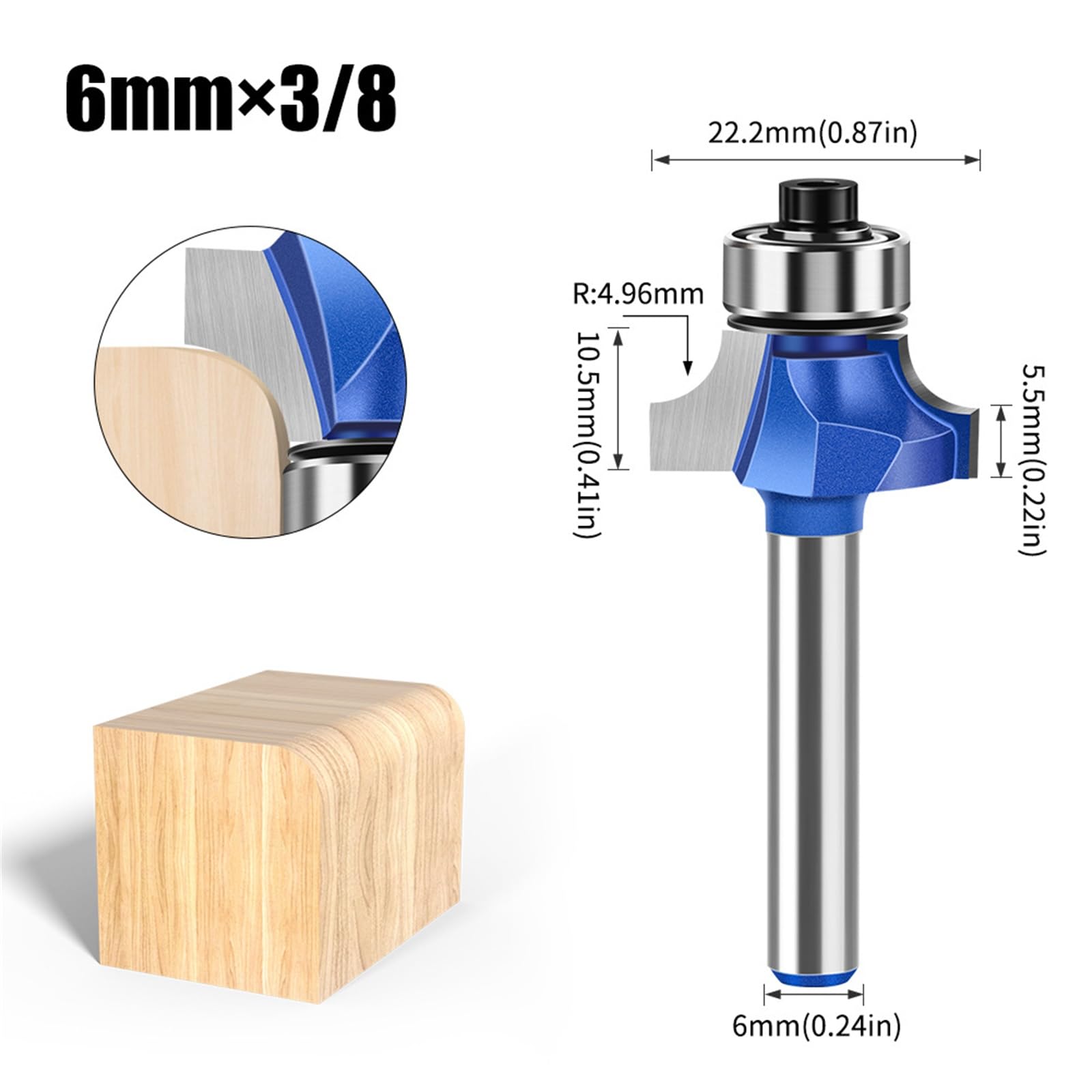 MACHSWON Round Over Router Bits 6mm Shank,Roundover Beading Router Bit,Tungsten Carbide Blades,Corner Rounding Edge-Forming,Round Over Edging Router Bits 4.96mm Radius - Image 2
