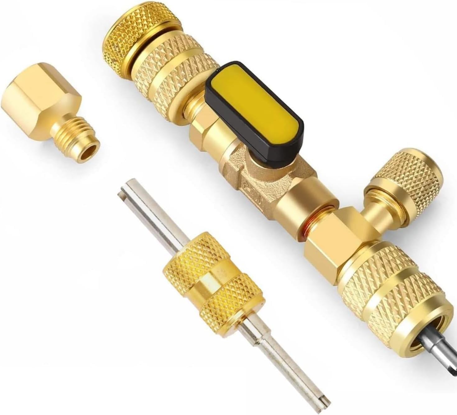 R410A R22 AC Valve Core Remover Installer Tool, Valve Core Remover, Dual Size 1/4"-5/16" Port HVAC Valve Core Removal Installer for Refrigeration Air Conditioning A/C Line Repair Tools