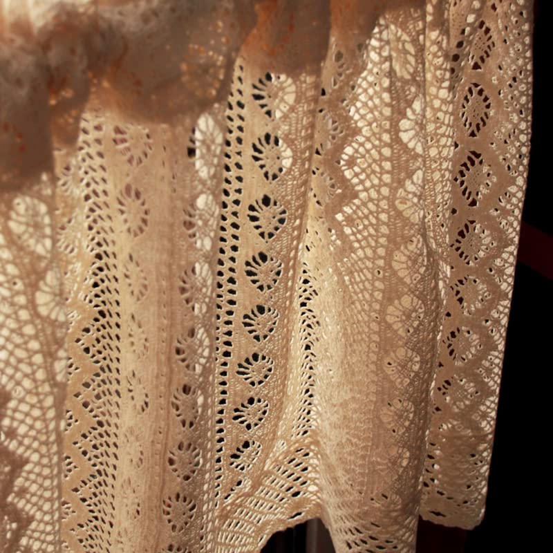 Retro Häkel Bistrogardine , Scheibengardinen Bistrogardine Voile Gardinen Boho-Vorhangstufen Stangentasche, Bauernhaus kurze Vorhänge für Raumteiler Küchenvorhänge Stricktürvorhang Küche Vorhang ( Col