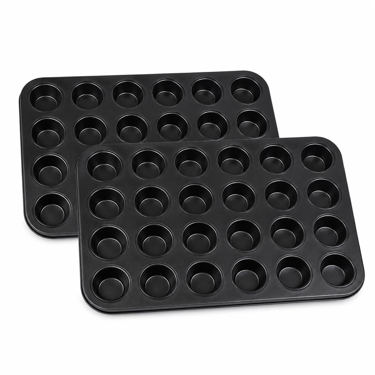 Paquete De 2 Mini Moldes Para Muffins De 24 Tazas, Mini Bandeja Para Hornear Magdalenas De Acero Al Carbono Antiadherente, Lata Pequeña Para Muffins Para Mini Magdalenas, Brownies