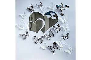 3D Crystal Butterfly and Acrylic Mirror Hearts Wall Stickers