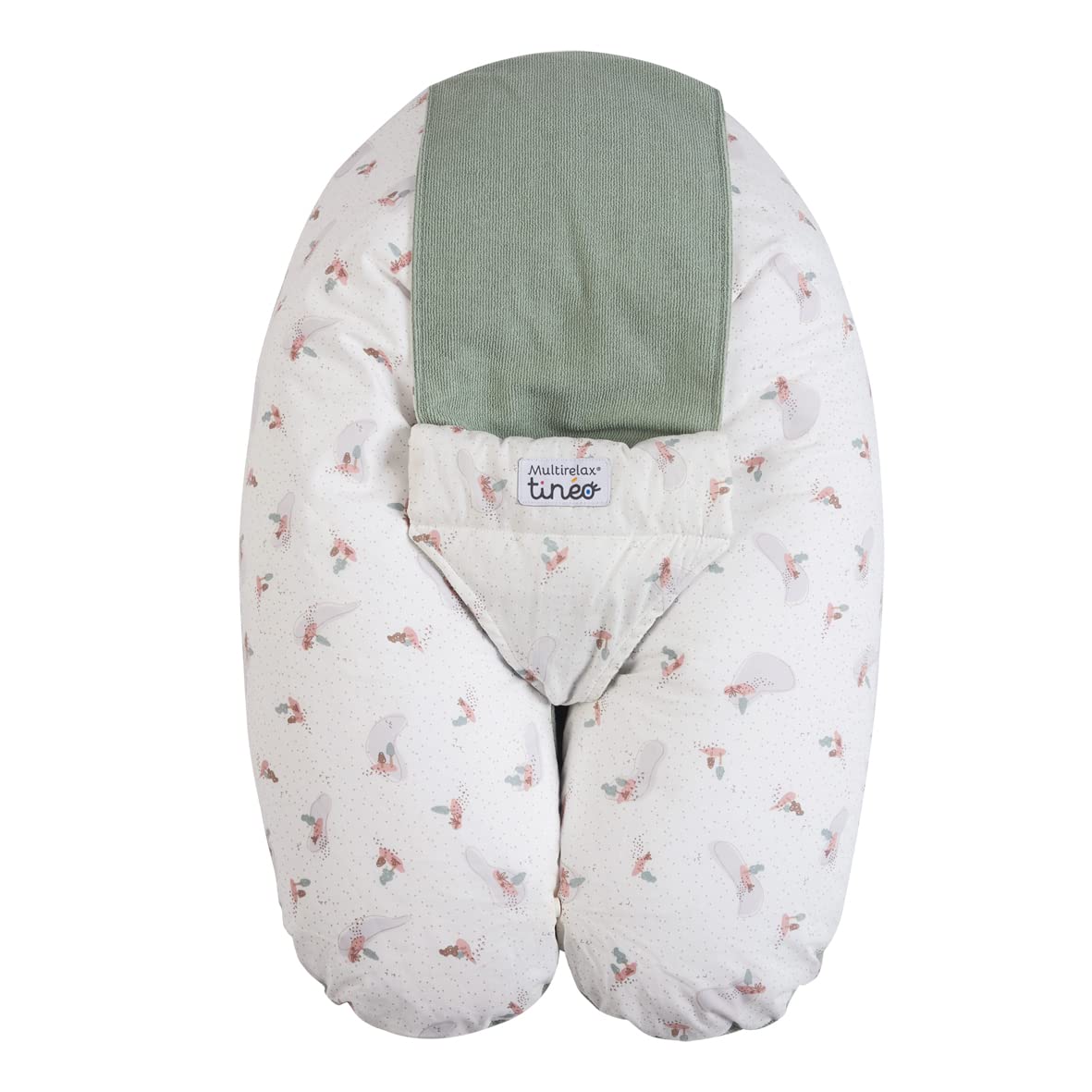 Tinéo - Coussin De Grossesse - Coussin d'allaitement Multifonctions Multirelax Éponge - Déhoussable - Fabriqué en France - 78 cm x 44 cm (Vert Sauge)